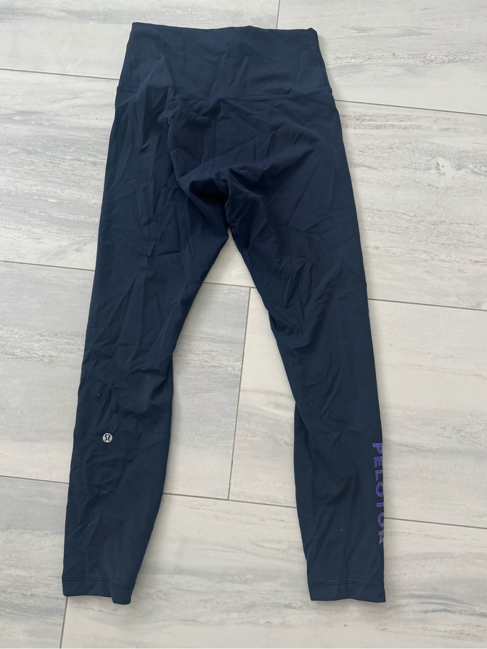 Lululemon Peloton Navy High-Rise Align Leggings with Purple Logo